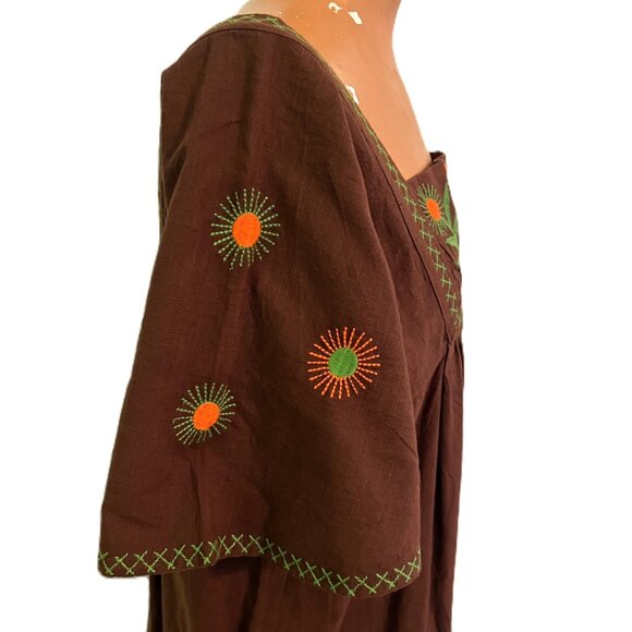 Uncle Frank by Ivy Jane Embroidered Floral XS Dress V-Neck Short Sleeve Cotton - Picture 7 of 10